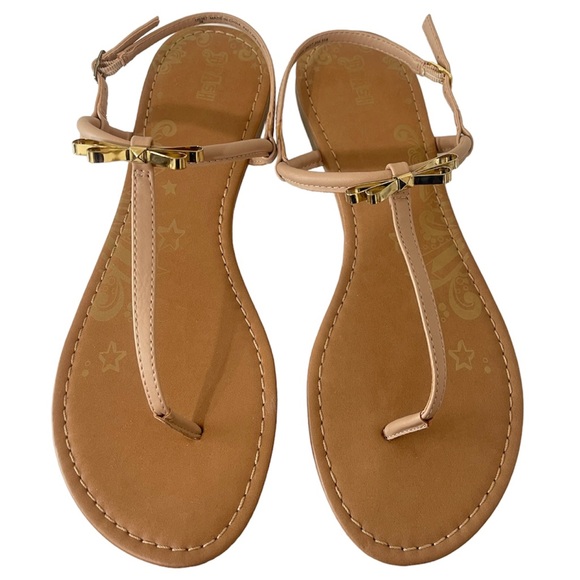 Shoes New Brash Blush Sandals Size 13 Gold Bow Poshmark